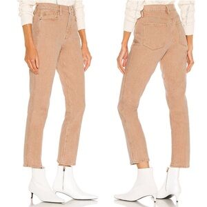 NWT Frame Le Sylvie Jean High Rise Slender Straight Leg Rigid Denim Sand‎ 28